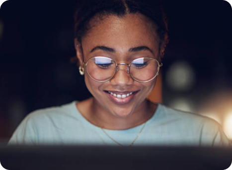 Woman studying with laptop