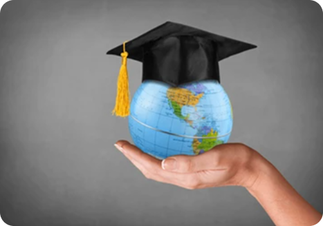 Globe with graduation cap