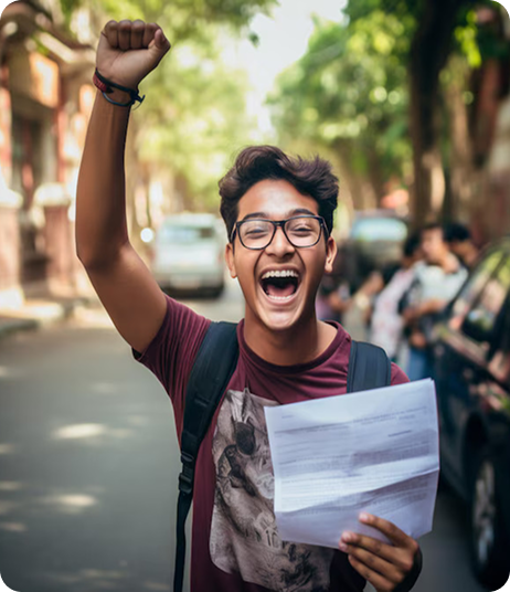 Excited student with admission letter